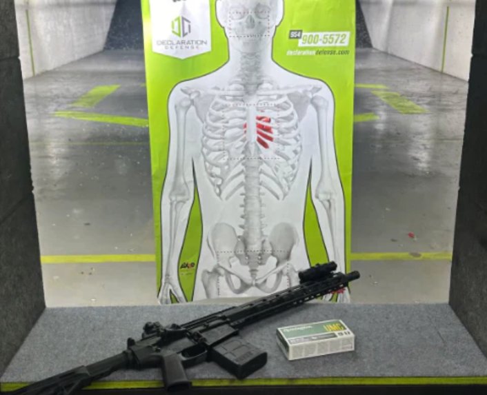 Custom branded skeleton target at a shooting range
